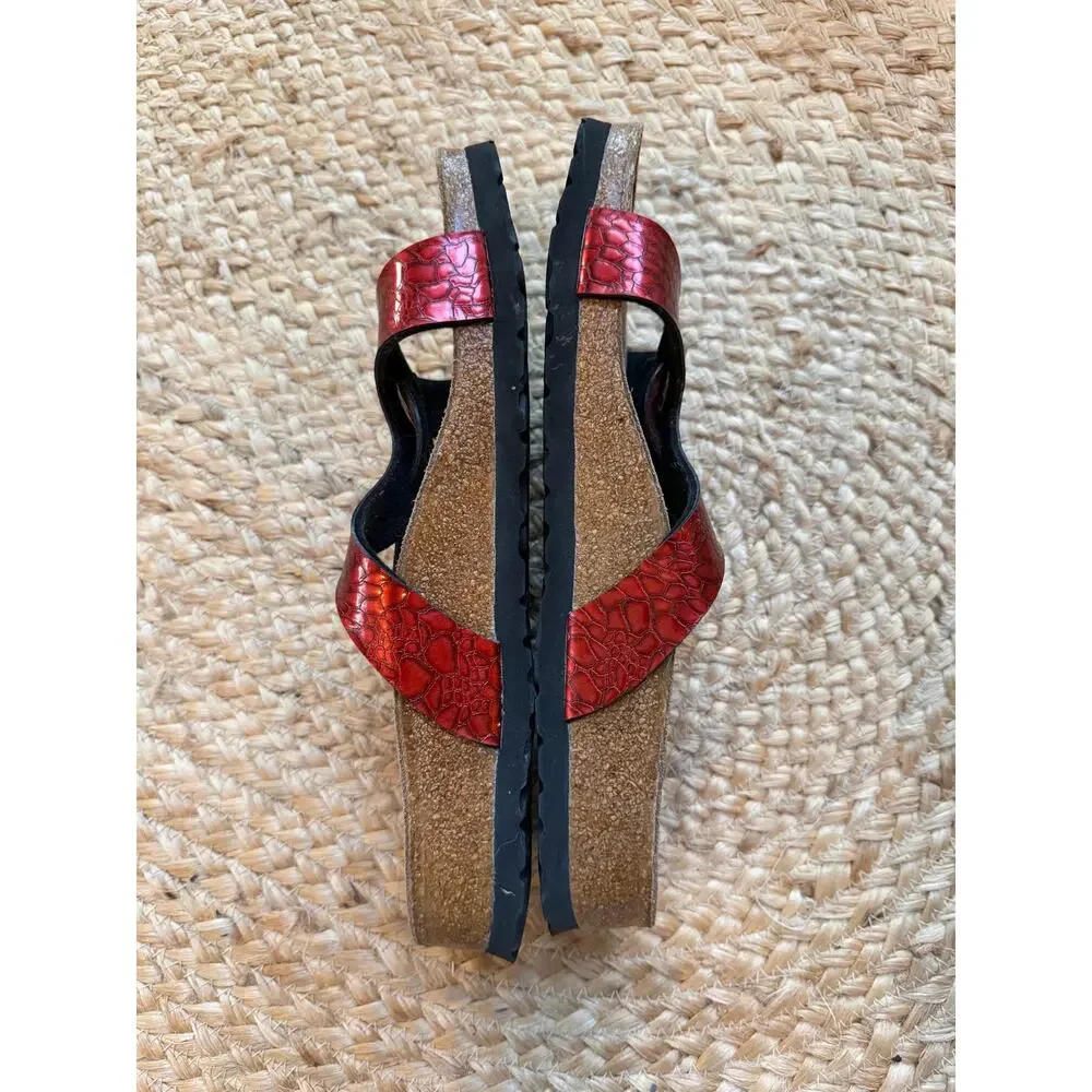Birkenstock Sylt Sandals – Metallic Red Snake Size EU 39 / US W 8-8.5 Narrow